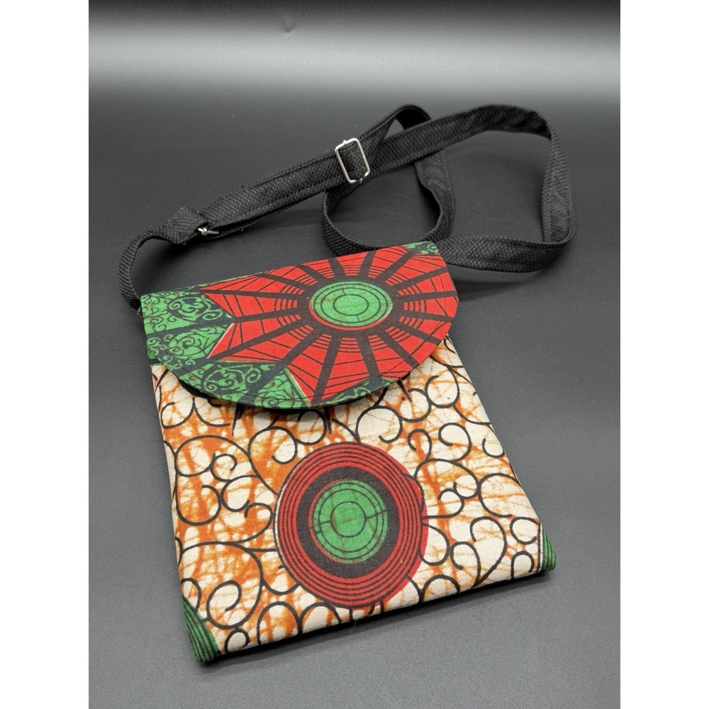 Handcrafted African Print Crossbody Bag Small Purse Adjustable Strap Colorful